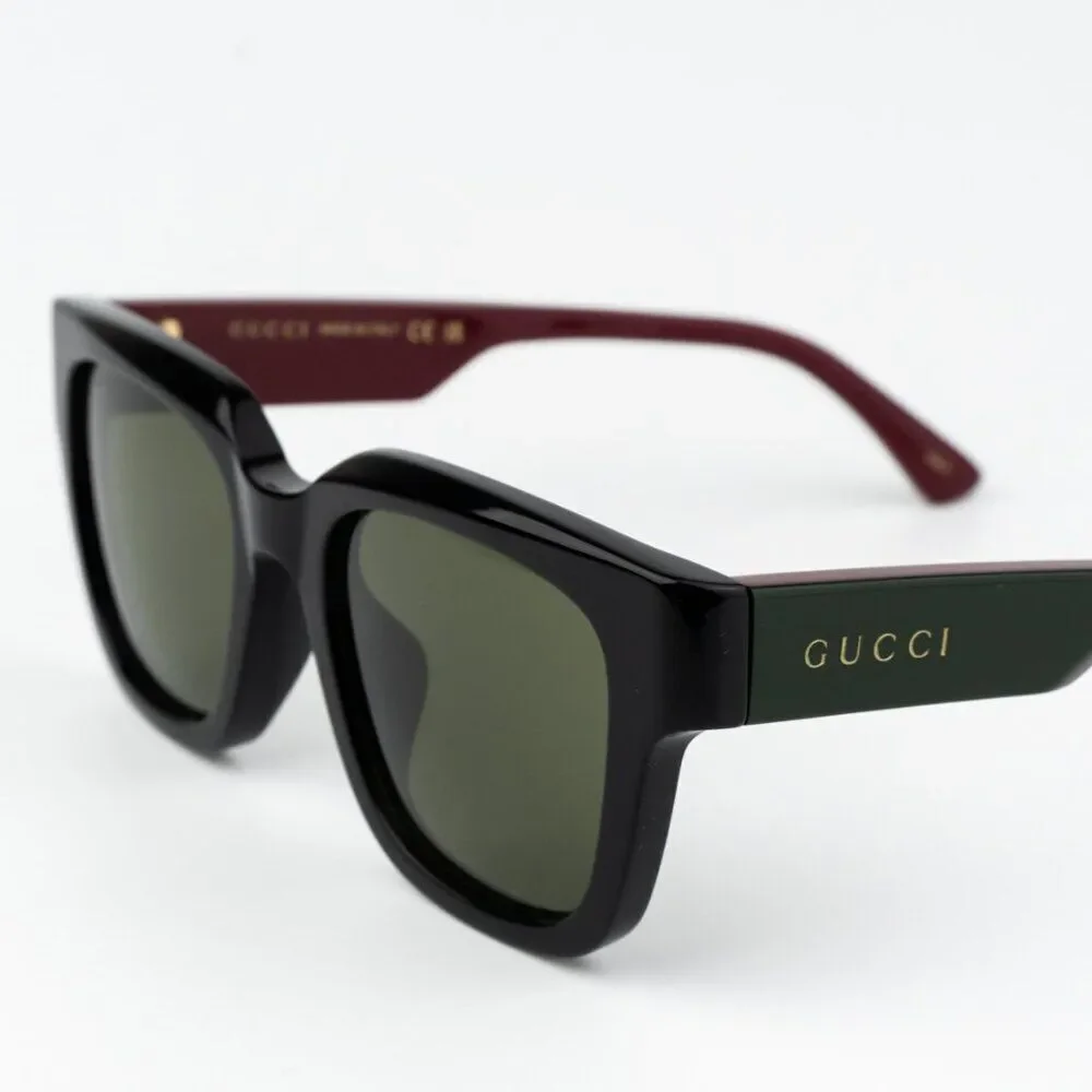 NEW Gucci GG1670SK 005 Black Red Green Square Unisex Sunglasses